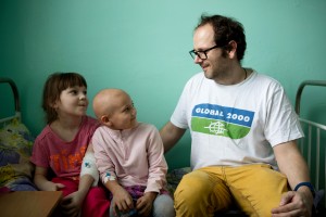 Visiting children in the Ukraine.