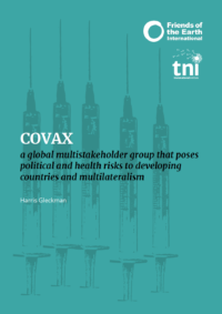 COVAX report cover page with illustration of vaccine syringes